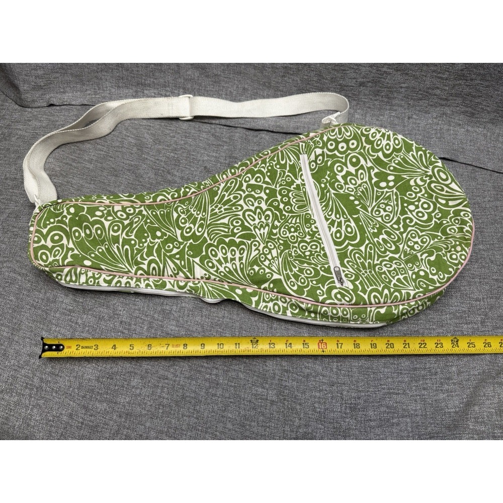 Two Loops Canvas Green Tennis Racket Cover Floral Pattern